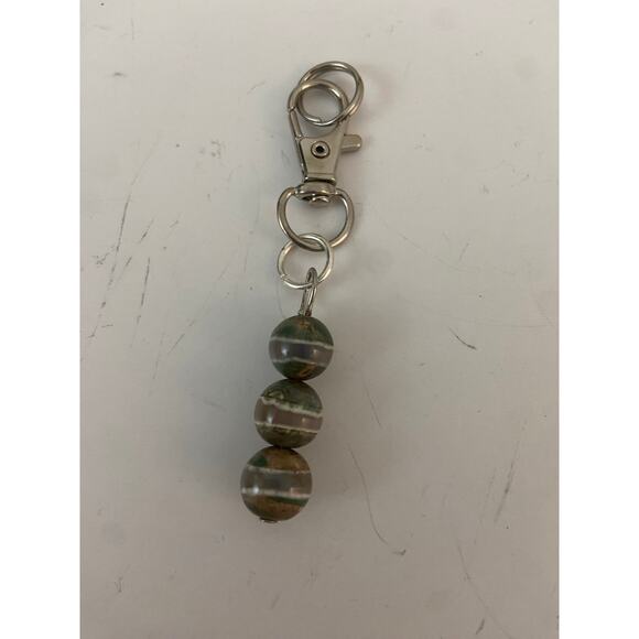 Handmade Tibetan Agate Stone Purse Charm Keyring - Picture 1 of 2